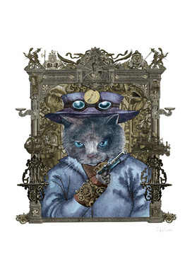Cat in Blue Leather Jacket with Magical Bracelet (frame)