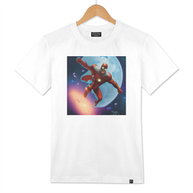 Super hero flying in space