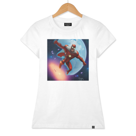Super hero flying in space
