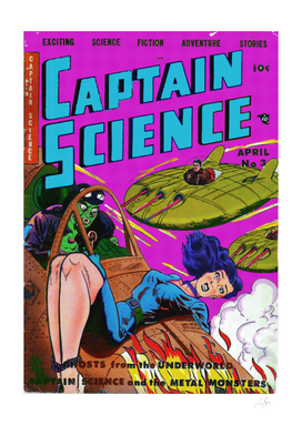 Captain Science | comic book cover | pink