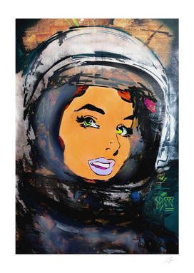 Astronaut girl | Purple lips | street art aesthetics