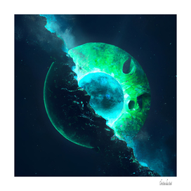 Emerald Lunar Core Cracking Open DALL-E AI Art