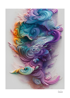 Wavy Rainbow Pastels AI Art