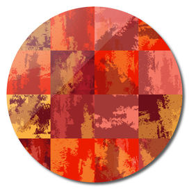 Watercolor Abstract Squares Red Yellow Checkerboard