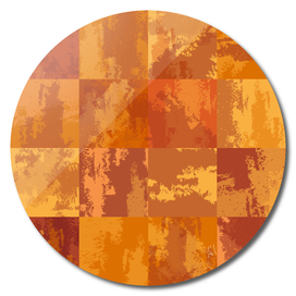Watercolor Abstract Squares Orange Yellow Checkerboard