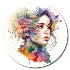 Watercolor Floral Woman #1