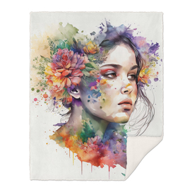 Watercolor Floral Woman #1