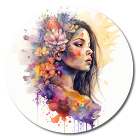 Watercolor Floral Woman #2