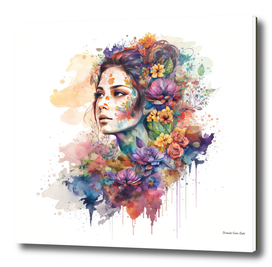 Watercolor Floral Woman #3