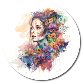 Watercolor Floral Woman #3