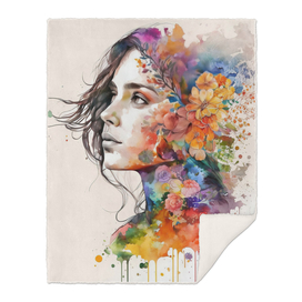 Watercolor Floral Woman #6