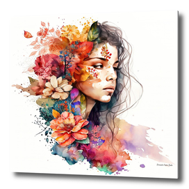 Watercolor Floral Woman #7