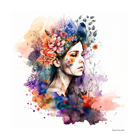 Watercolor Floral Woman #8