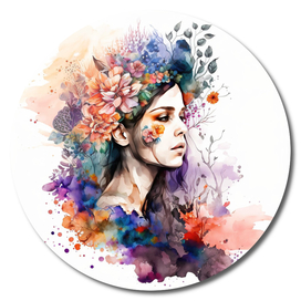 Watercolor Floral Woman #8