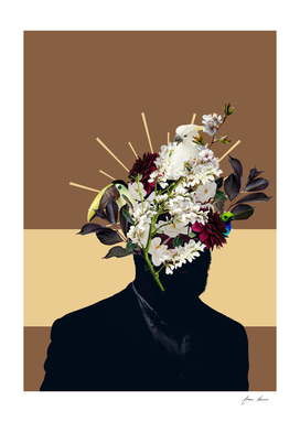 man with flowers collage