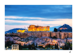 acropolis in the evening after sunset Greece