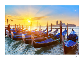 venetian gondolas at sunrise-italy
