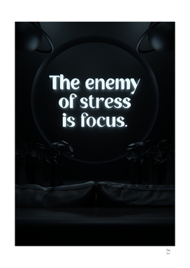 Stress Enemy Black Wave 3D Quote Aesthetics