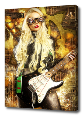 Girl with steampunk guitar