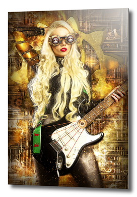 Girl with steampunk guitar