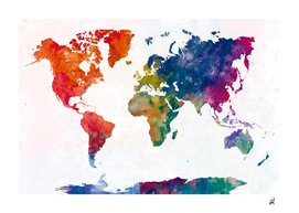 World map with high definition watercolor background