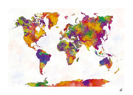 World map with high definition watercolor background
