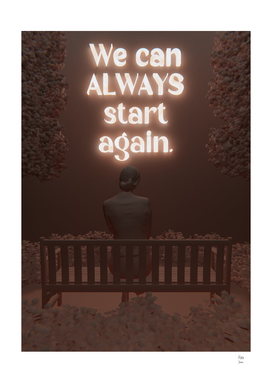Start Again Brown 3D Quote Aesthetics