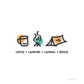 Coffee Campfire Camping Repeat