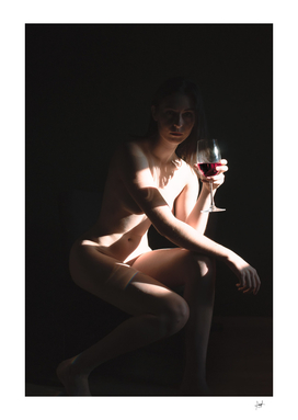 Wine On Nude Lady