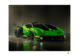 Lamborghini prototype-Racing car in watercolor