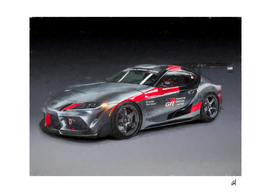 Racing car in watercolor-Toyota GR Supra