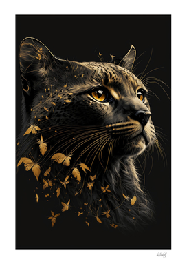 Black gold cat