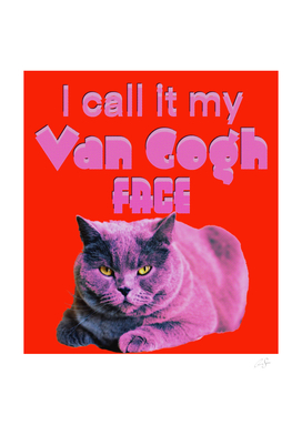 Pink Cat | Van Gogh face