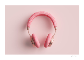 Pink headphones 3D illustration