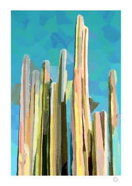 Desert's Rose, Summer Cactus Abstract Pastel Digital Art