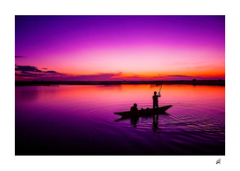 fishing in dawn vietnam
