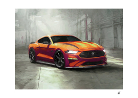 Ford  Mustang st 2020 in watercolor-v2