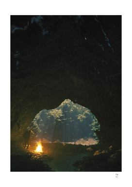 Cave Fire 3D Surrealism Render Artwork