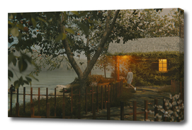 Lake House Scene 2 3D Surrealism Render Artwork