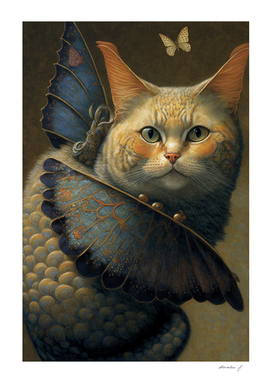Adorable Cat Dragon with Butterfly Wings