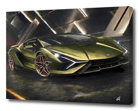 Lamborghini v2 in watercolor-sports car