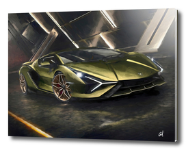 Lamborghini v2 in watercolor-sports car