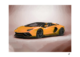 Lamborghini in watercolor-sports car