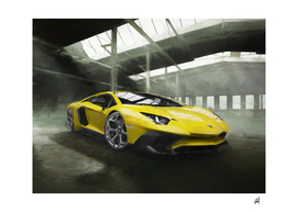 Lamborghini Aventador in watercolor