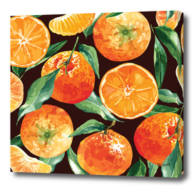 Tangerines. Whole Fruit, Slices, Pieces And Leaves