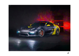 Porsche GT4 in watercolor