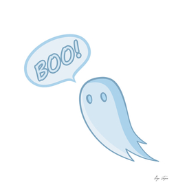 Cute ghost talking "Boo"
