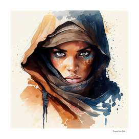 -Watercolor Tuareg Woman #1