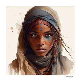 -Watercolor Tuareg Woman #2