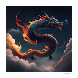 Chinese Dragon Flying Across the Skies